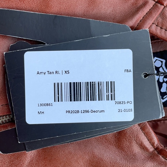 🌺 REAL LEATHER; Brand New with Tags! British Tan Leather Jacket Misses Sz. XS!! - Picture 5 of 13